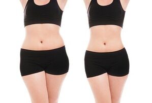 vor und nach dem Training, um Gewicht an den Seiten und am Bauch zu verlieren